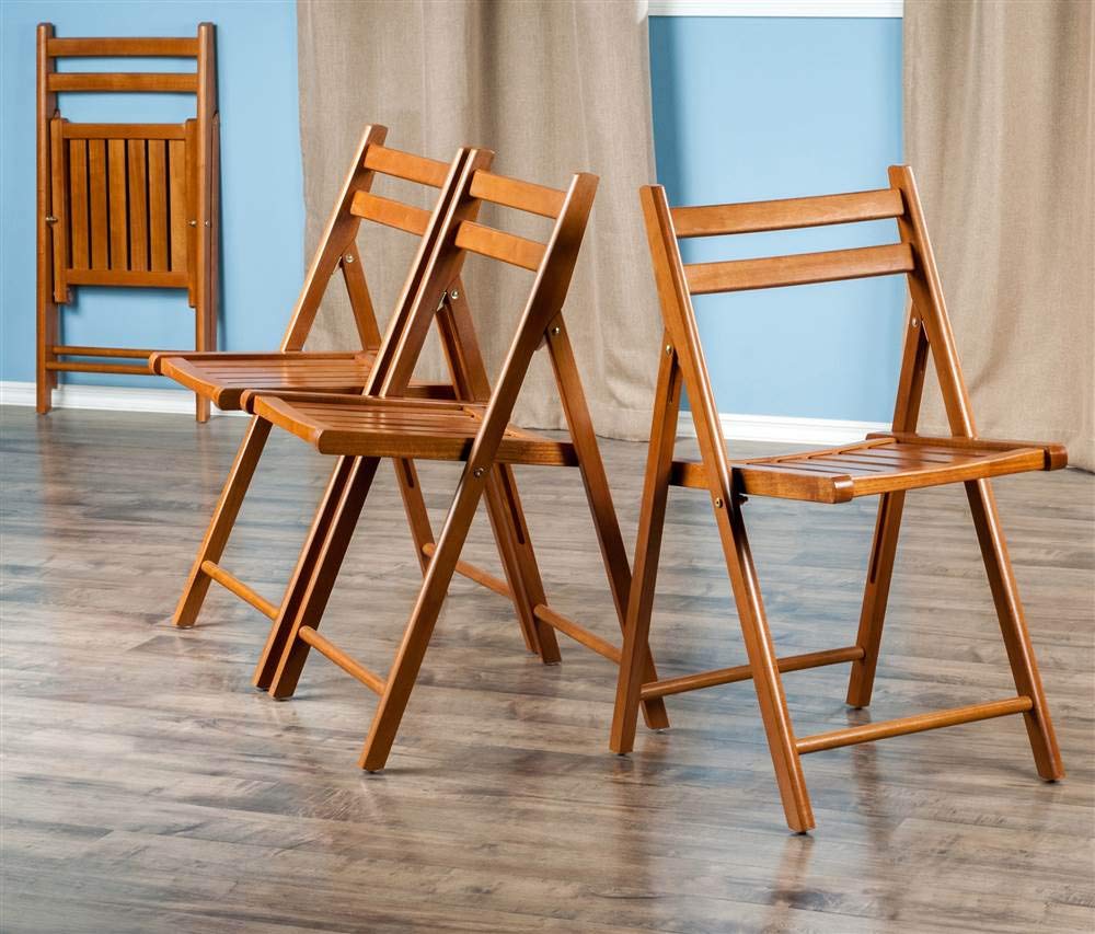 Winsome Robin 4-Piece Folding Chair Set - Solid Teak Wood - 17.64