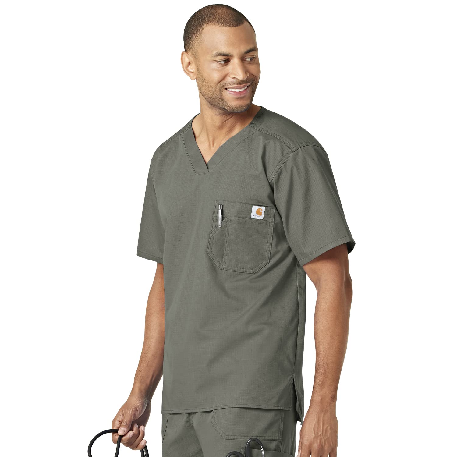 Carhartt Men's Ripstop Utility Scrub Top - Durable Workwear for Medical Professionals & Healthcare Workers - Perfect for Hospitals, Clinics & Nursing Shifts