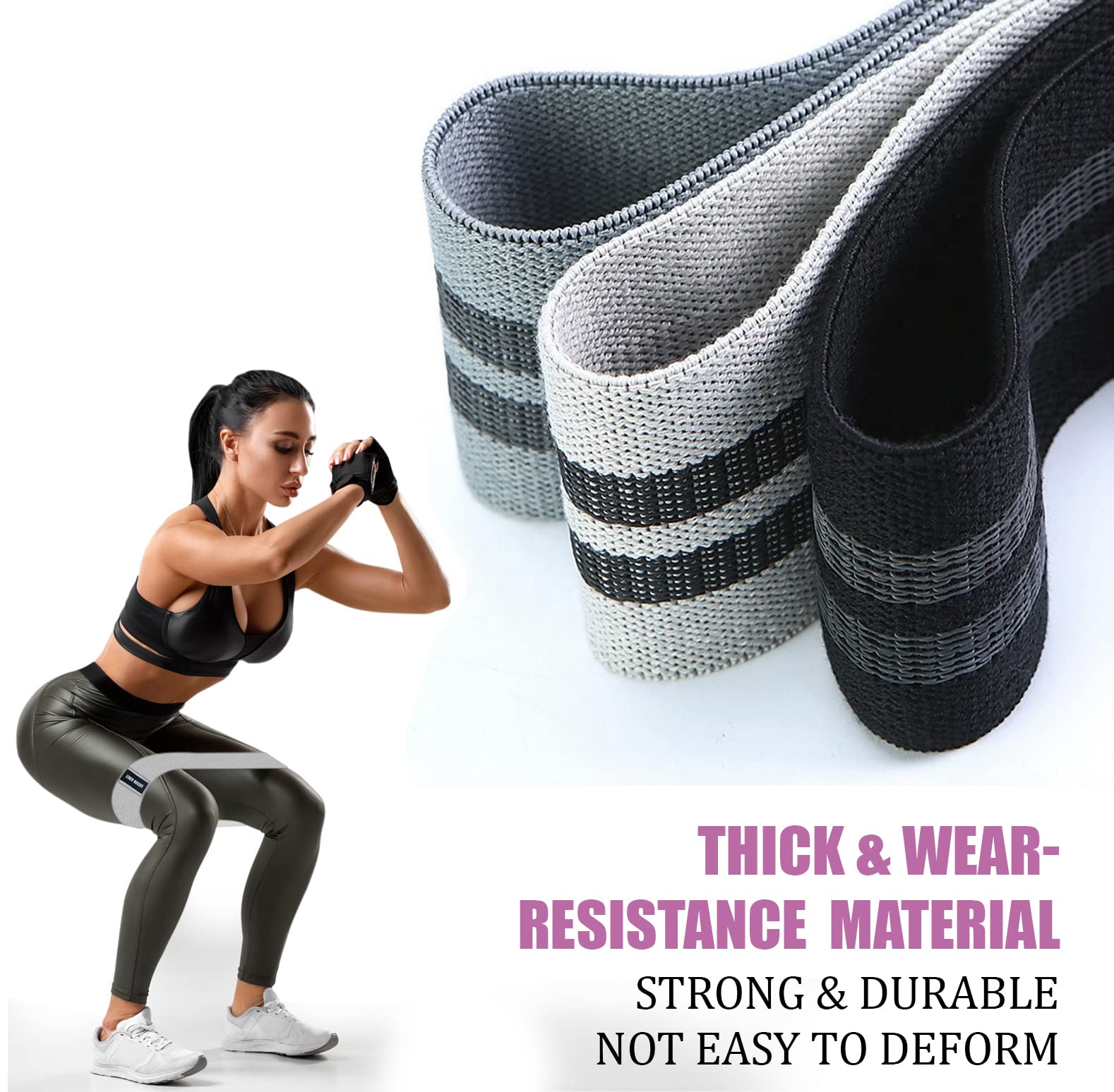 Premium Non-Slip Fabric Resistance Bands for Legs & Glutes - Booty Bands for Women & Men, Strength Training, Yoga, Fitness Workouts - Perfect for Home Gym, Pilates, and Physical Therapy