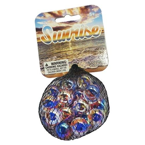 25-Piece Glass Mega Marbles Game Set - Classic Marble Shooting Game for Kids & Adults - Perfect for Outdoor Play, Backyard Games, and Family Fun