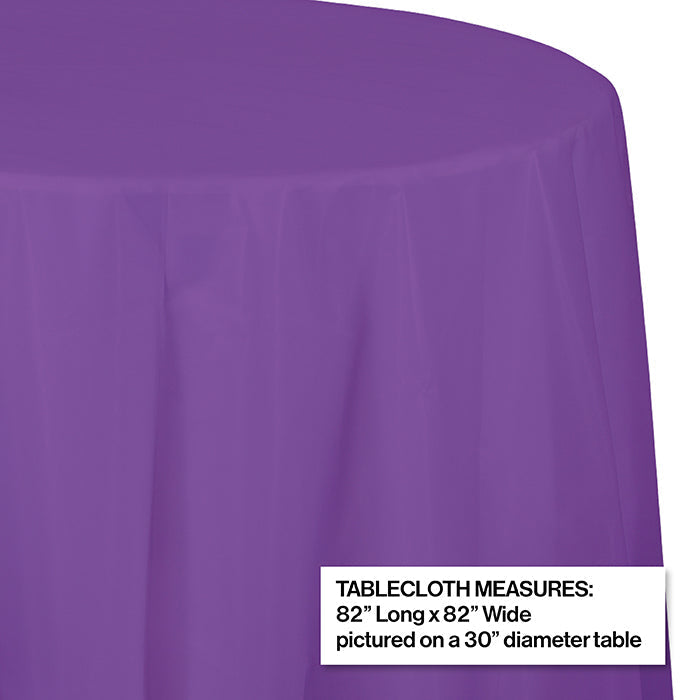 12-Piece Bulk Amethyst Purple Round 82-Inch Plastic Table Covers - Perfect for Parties, Weddings, and Events