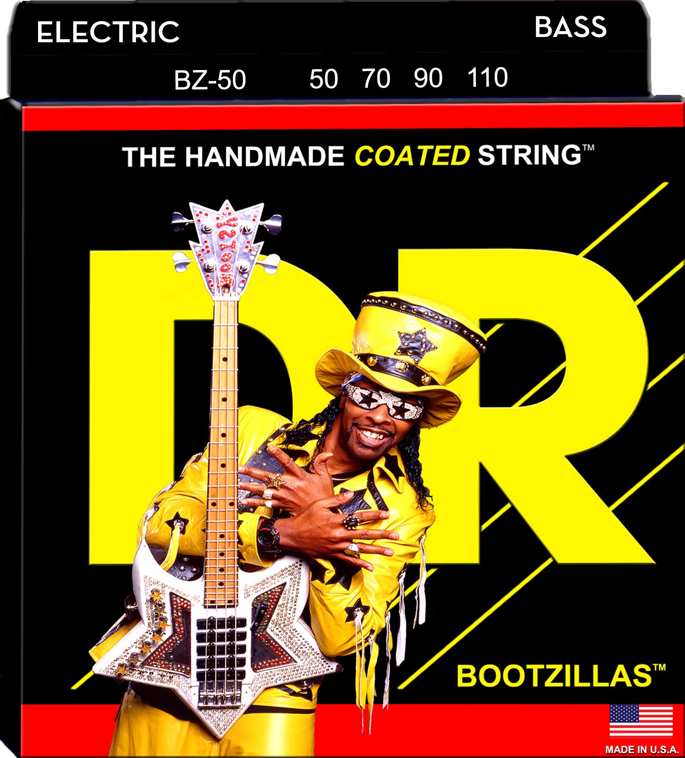 DR Strings Bootzilla Bass Strings - Bootsy Collins Signature Series (50-110 Gauge) | Premium Bass Guitar Strings for Funk, Rock & Jazz Performances