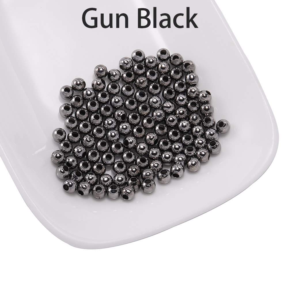 50pcs 8mm Gun Black Round Spacer Beads - Smooth Ball End Seed Metal Beads for Jewelry Making, DIY Crafts, Bracelets & Necklaces - Jewelry Findings & Accessories Supplies (Gun Black, 8mm/0.31inch) - Perfect for Beading, Charms & Handmade Jewelry Designs