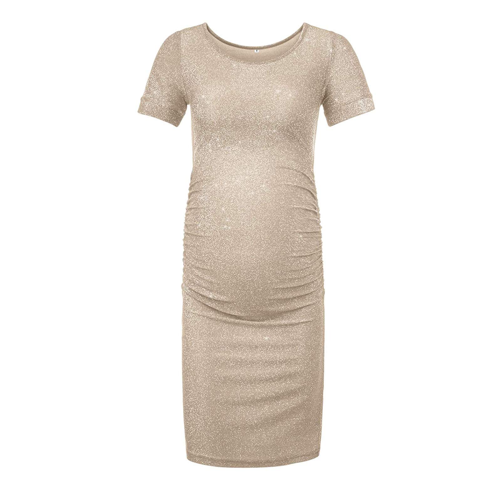 Elegant Sequin Maternity Dress for Photoshoots & Baby Showers - Long Side Ruched Party Gown for Expecting Moms | Perfect for Maternity Photos, Baby Showers & Special Occasions