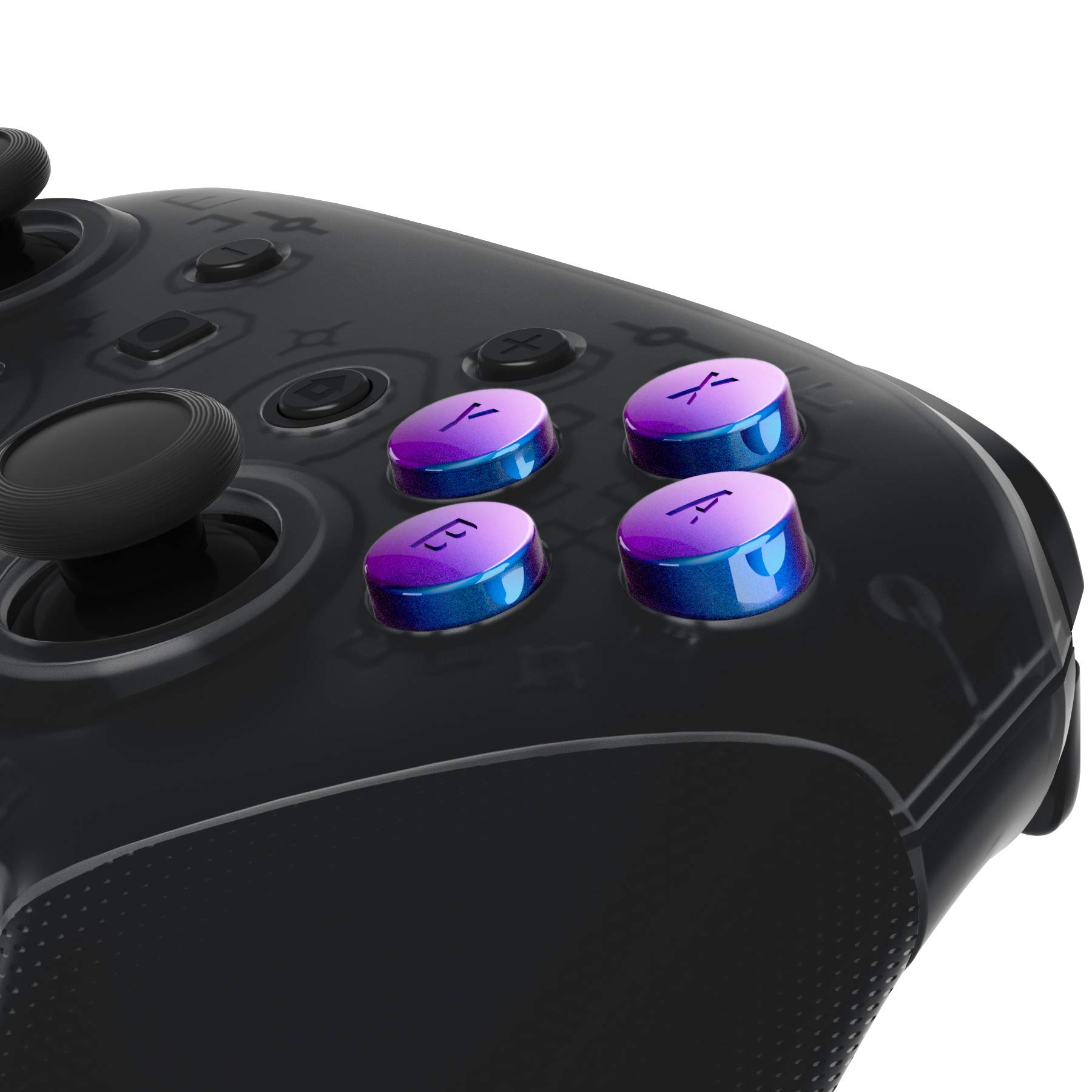 eXtremeRate Chameleon Purple Blue Interchangeable ABXY Buttons for Nintendo Switch Pro Controller - DIY Replacement Buttons Kit for NS Pro Controller (Controller Not Included) - Perfect for Gaming, Customization & Repair