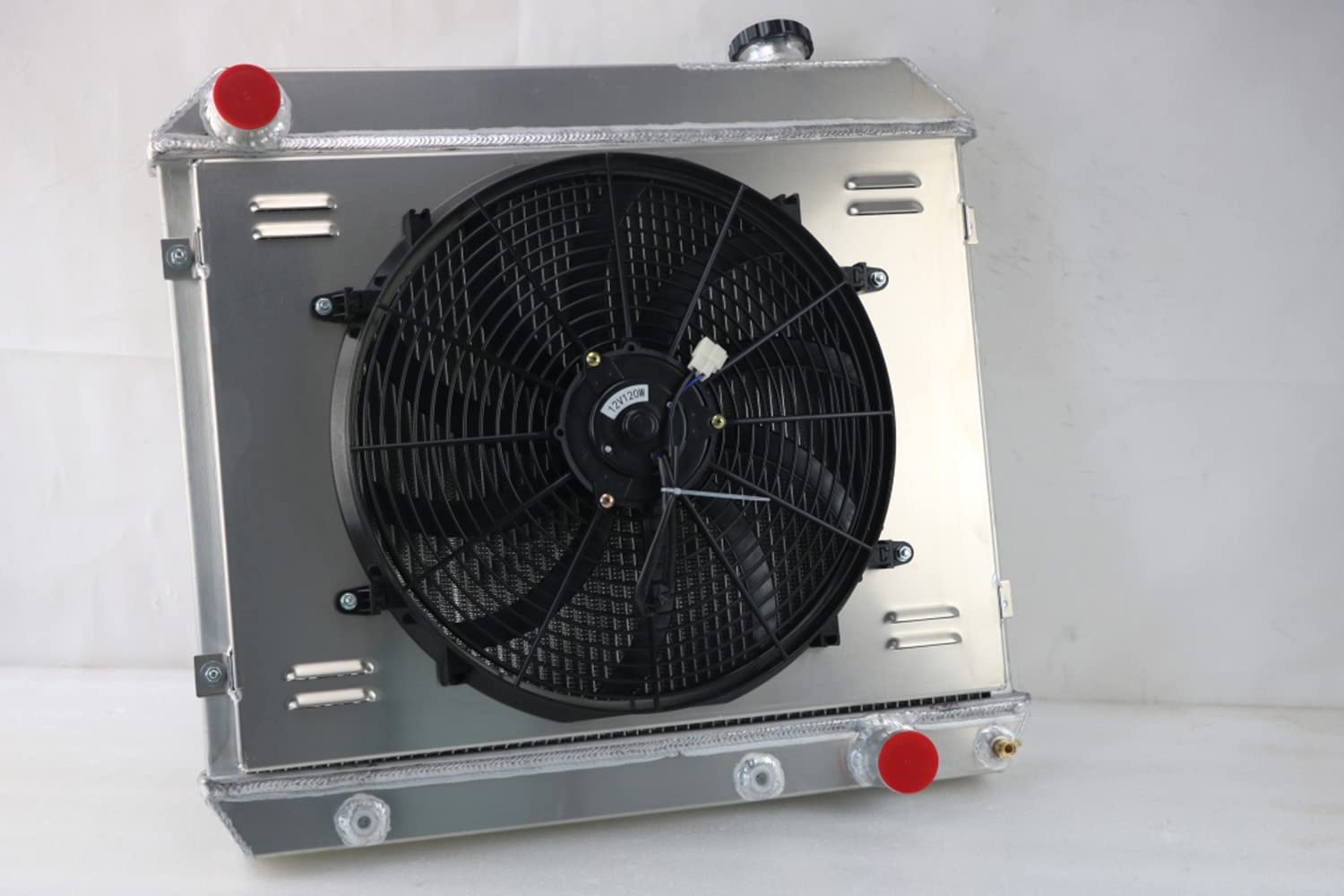 High-Performance 3-Row Full Aluminum Radiator with Fan Shroud & Relay Kit - Compatible with Cutlass F85 64-66, Chevy Truck C/K Series 10/20/30 63-66, GMC 1000/1500/2500 Series 65-66 - Perfect for Engine Cooling & Restoration Projects