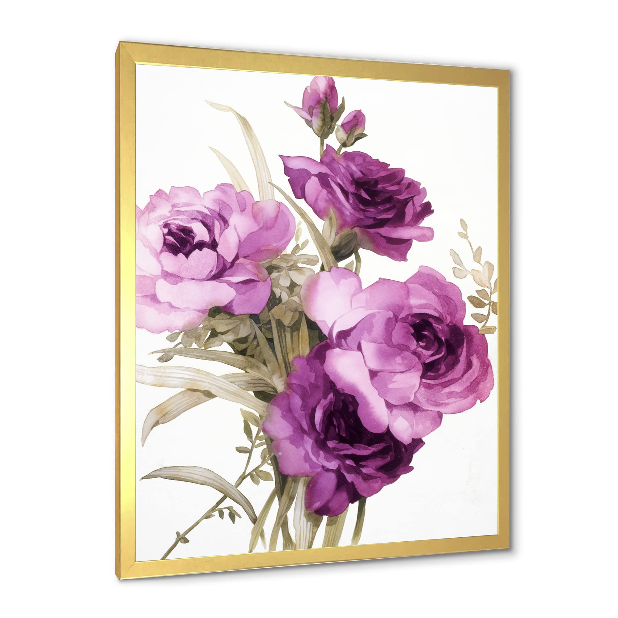 DesignQ Yellow Blooming Tulips Traditional Framed Wall Art - Hand Painted Canvas Painting for Living Room, Bedroom & Office Decor