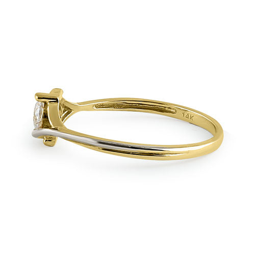 14K Solid Yellow Gold Cubic Zirconia Ring for Women - Elegant CZ Engagement & Wedding Band - Perfect for Anniversaries, Proposals, and Special Occasions