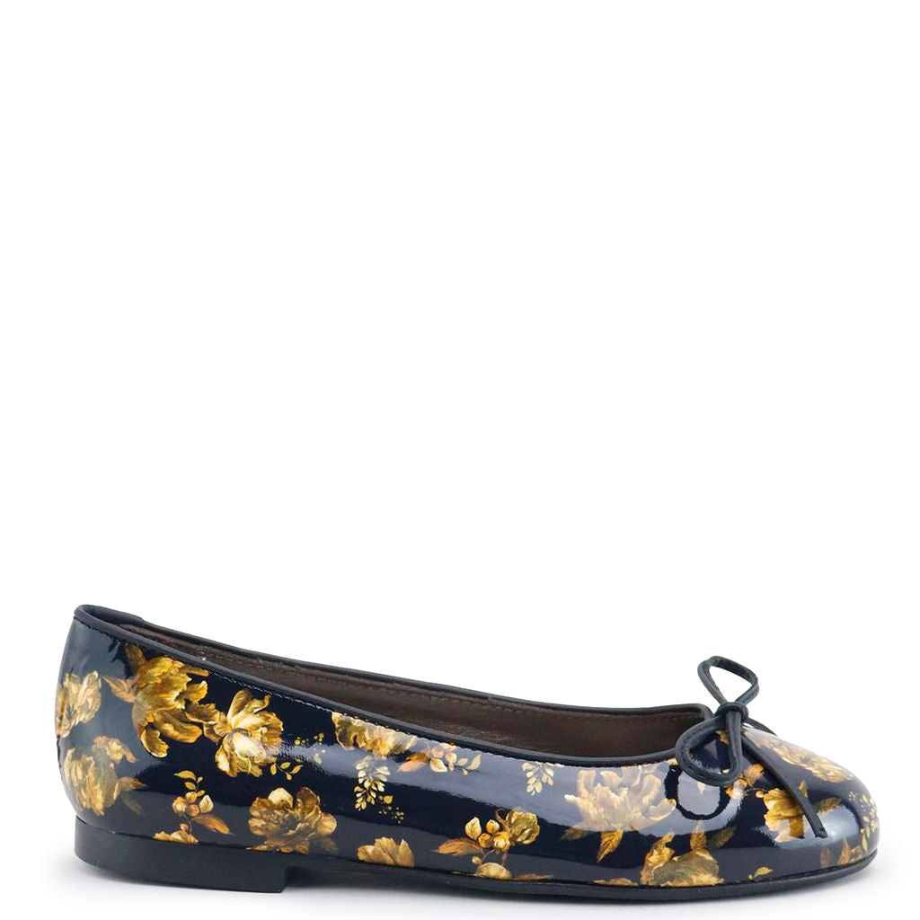 Navy Floral Ballet Flats for Women - Comfortable Slip-On Shoes with Non-Slip Sole - Perfect for Work, Casual Wear & Dancing