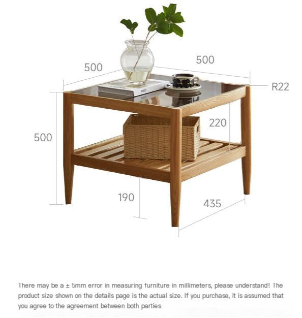 Modern Oak Solid Wood Nordic Glass Coffee Table - Minimalist Living Room Furniture for Small Spaces, Home Decor, and Cozy Gatherings