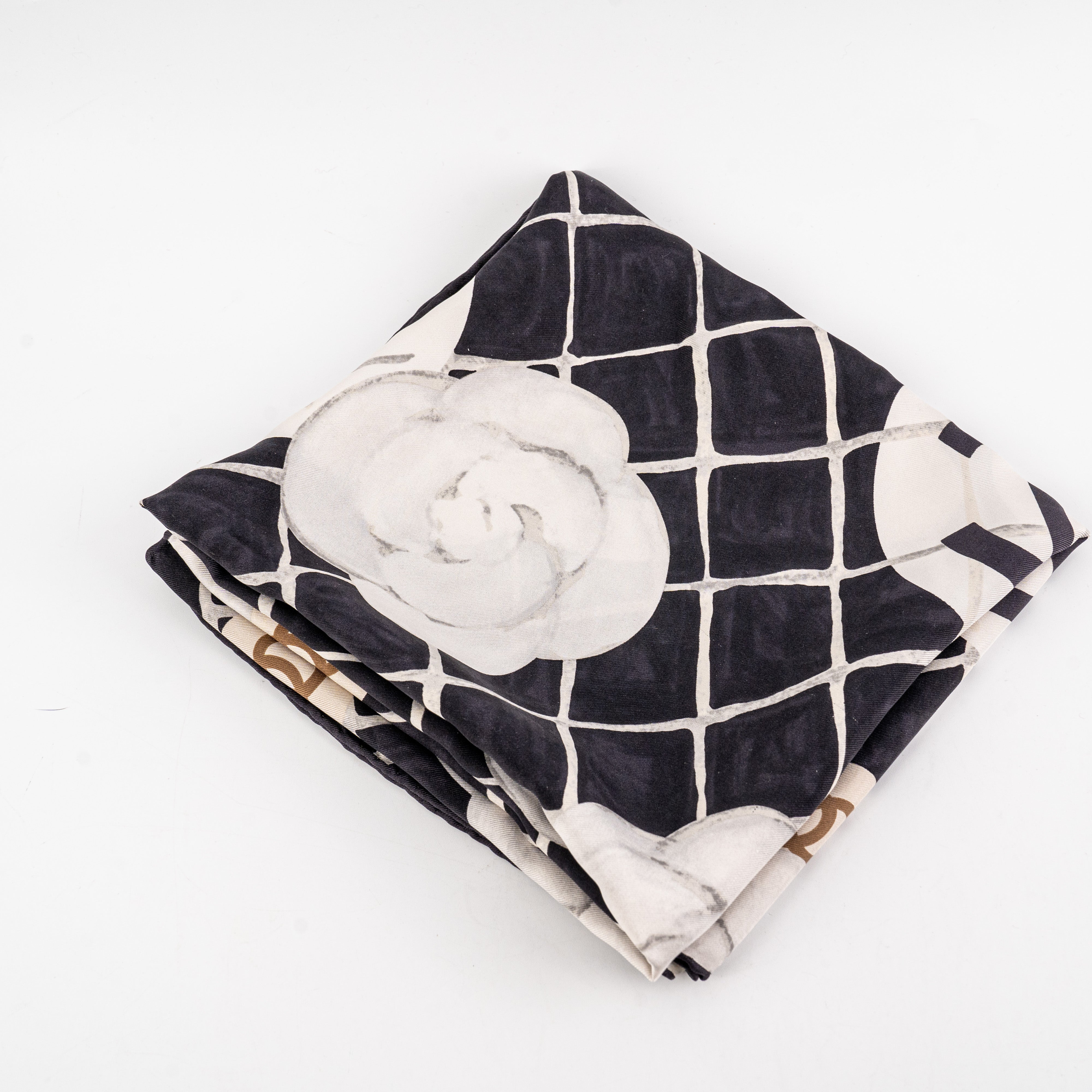 Chanel Silk Scarf for Women - Luxury Black and White Designer Scarf - Perfect for Gifts, Travel, and Fashion Accessories