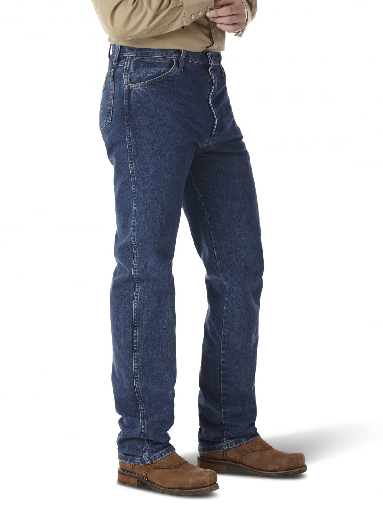 Wrangler Men's Flame Resistant Original Fit Jeans - Durable Workwear for Construction, Oilfield & Industrial Safety Use