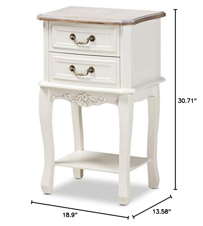 Baxton Studio Modern Nightstand with White Oak Finish - Stylish Bedside Table for Bedroom, Living Room, or Guest Room