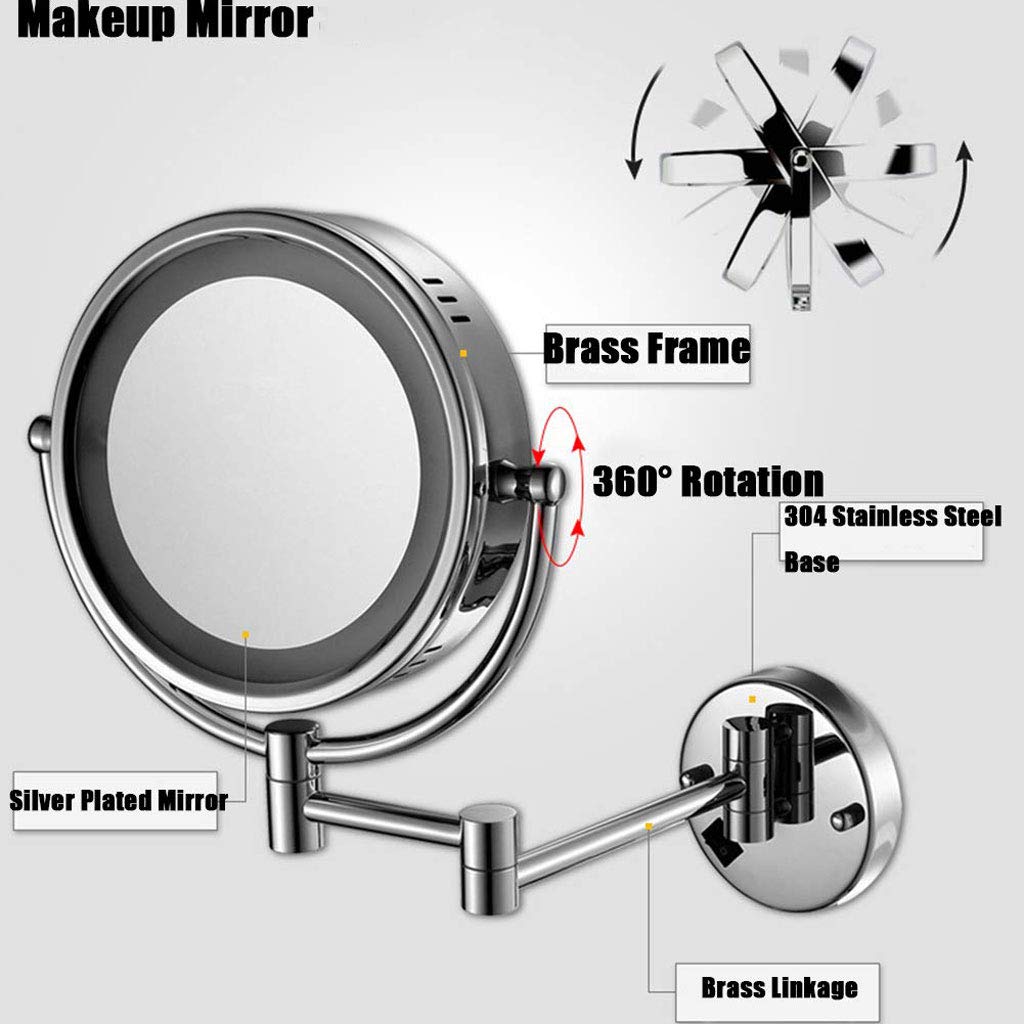 10X Magnifying Makeup Mirror with LED Lights - 360° Swivel & 12