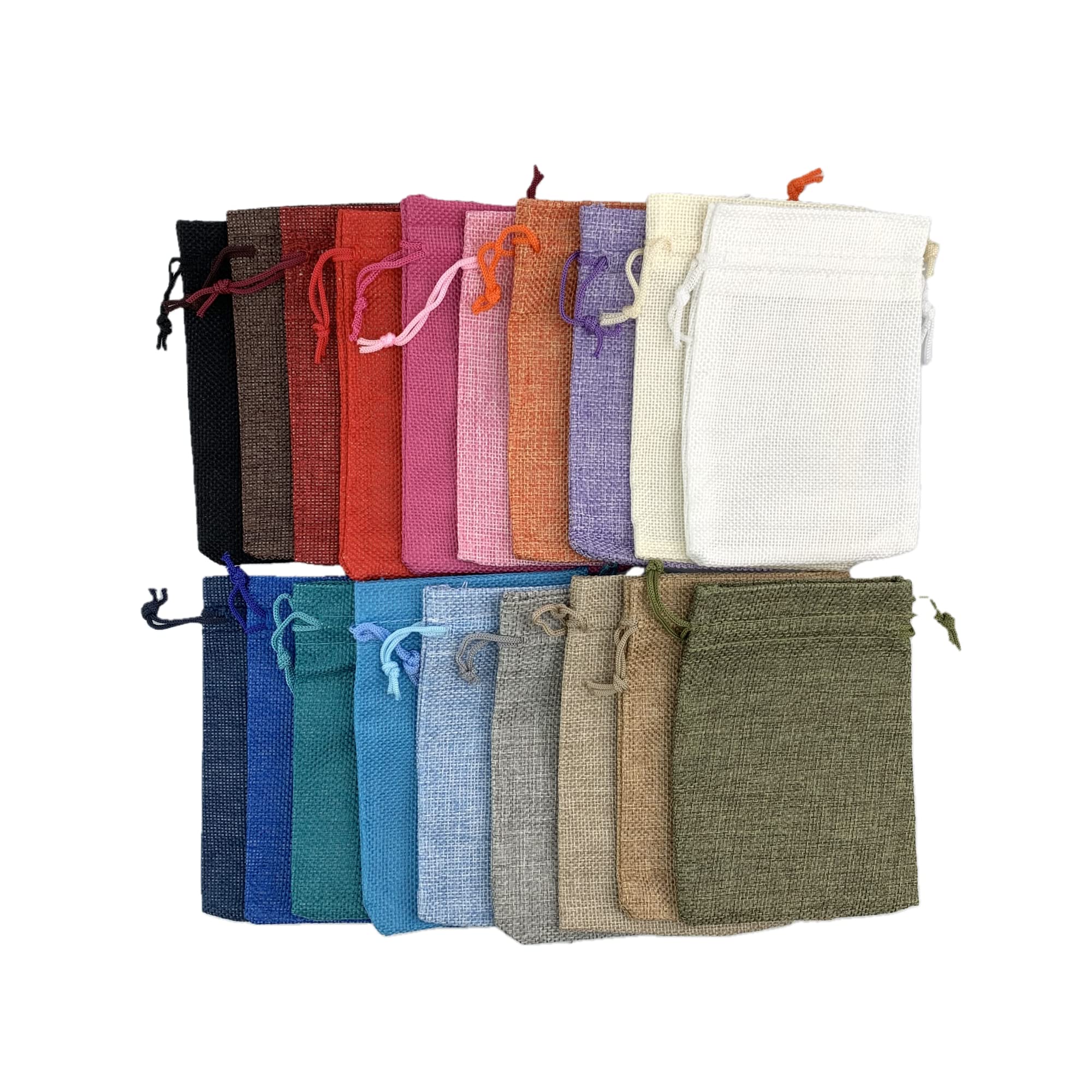 Palmhomee 20-Pack Burlap Drawstring Gift Bags - 4x5.6 Inch Linen Jewelry Pouches for Wedding Favors, Birthday Party Treats & Special Occasions (Mixed Colors) - Perfect for DIY Crafts, Bridal Showers & Holiday Gifting