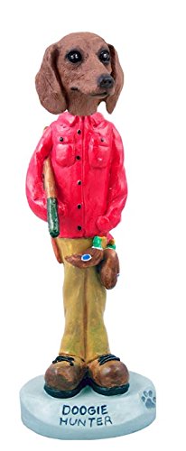 Red Dachshund Hunter Dog Collectible Figurine - Handcrafted Decorative Statue for Home, Office & Gift Giving