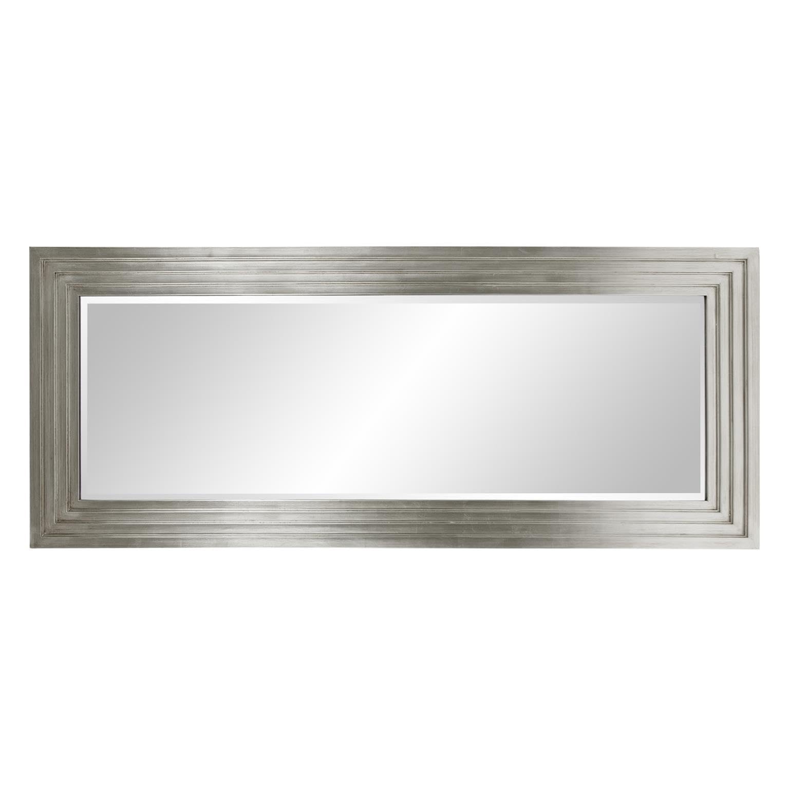 Howard Elliott Nickel Tall Delano Mirror - 34 x 82 Inch Large Full Length Standing Mirror with Stepped Design for Bedroom, Living Room, or Entryway Decor