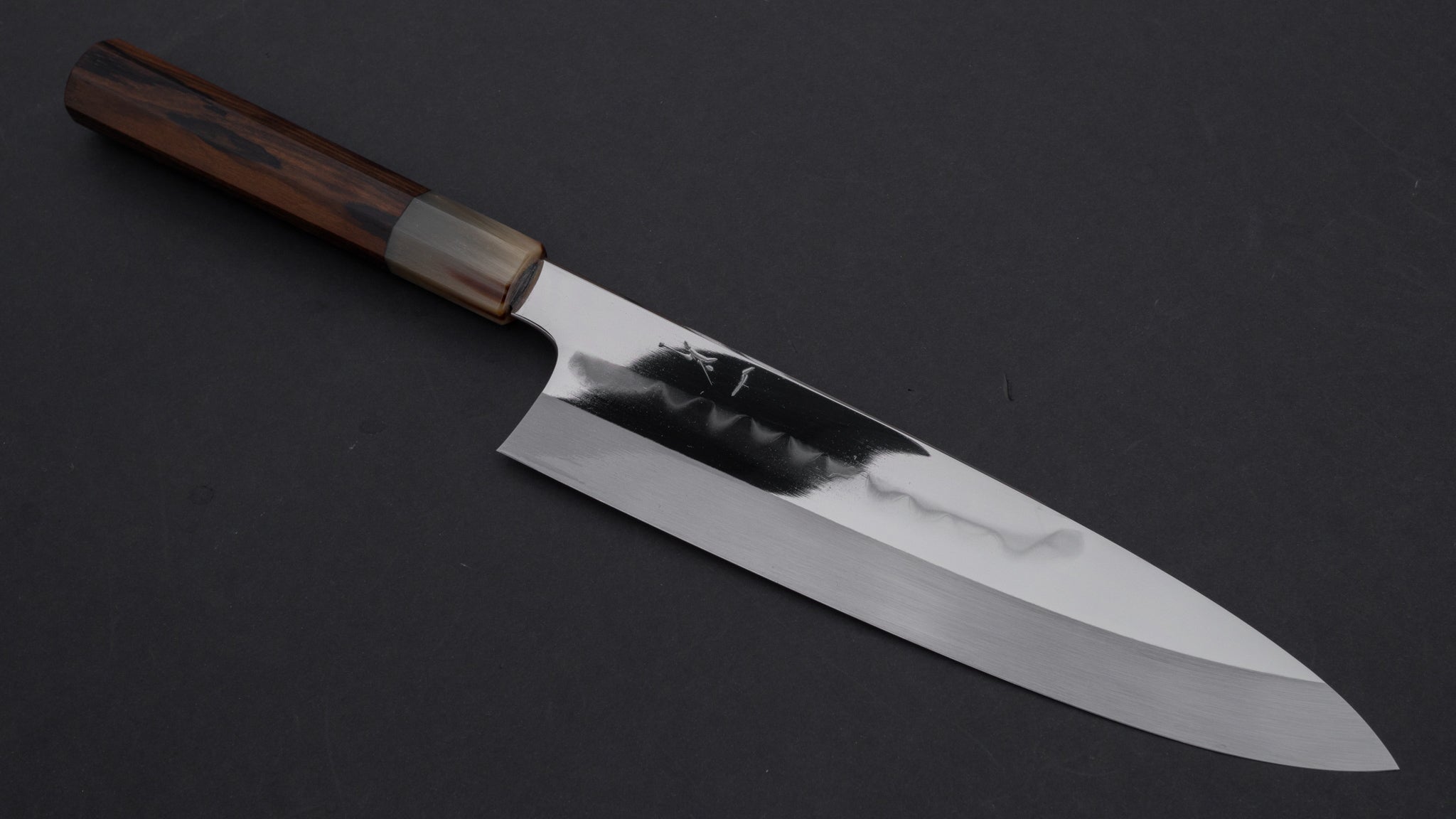 Hitohira Togashi Kambei White #1 Mizu Honyaki Gyuto 240mm Japanese Chef Knife - Ziricote Wood Handle with Saya (#002) - Perfect for Professional Chefs & Home Cooking Enthusiasts