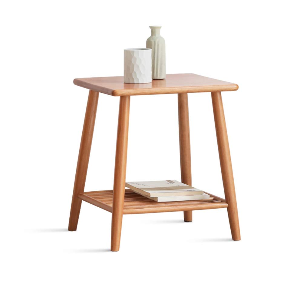 Modern Oak Side Table with Storage Compartments - Minimalist End Table for Living Room, Bedroom or Balcony - Perfect for Holding Books, Drinks & Decor
