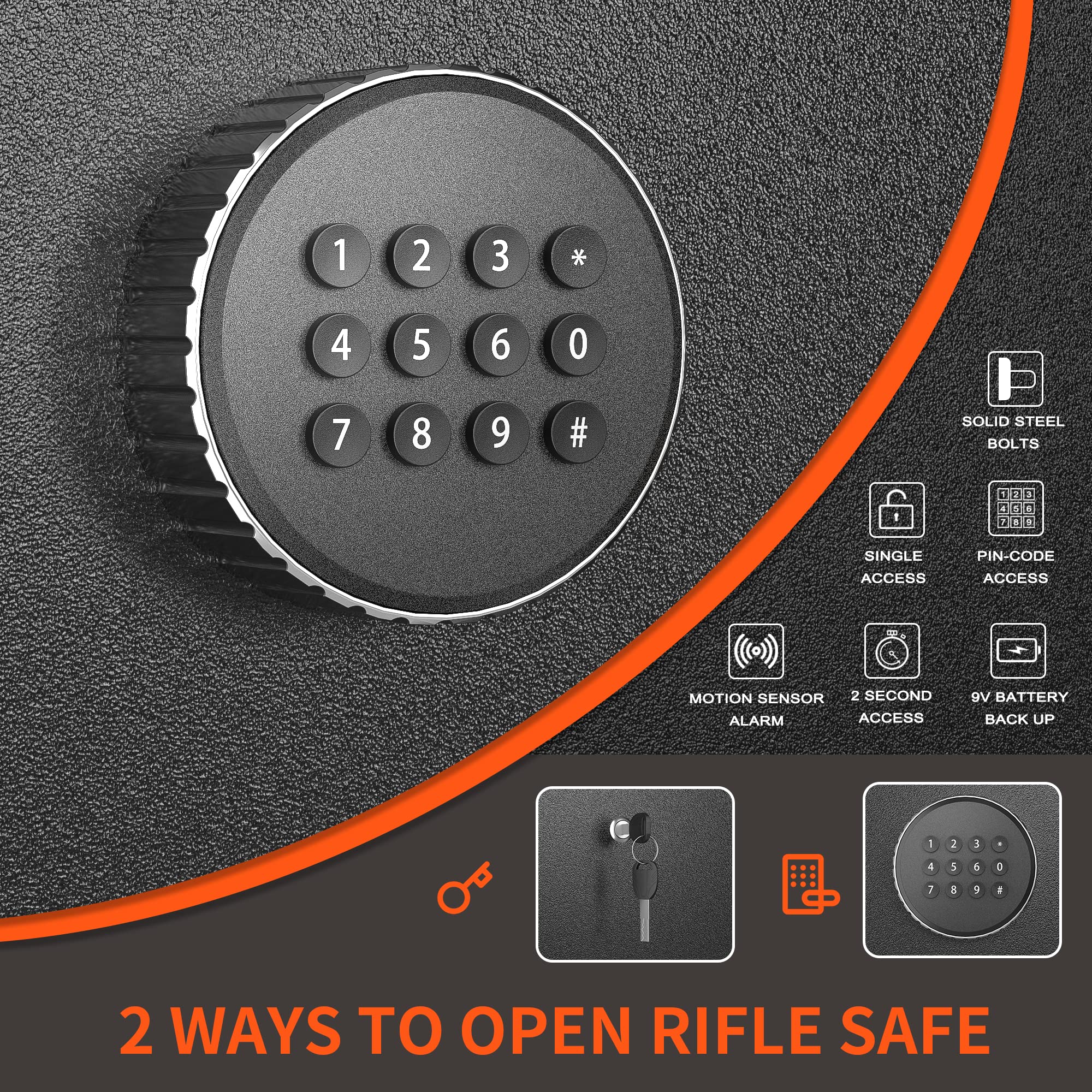 INTERGREAT 10-12 Biometric Rifle Gun Safe - Large Home Security Safe for Rifles, Pistols & Shotguns - Quick Access Keypad, LED Lights, 3 Adjustable Shelves & Pockets - Perfect for Bedroom, Closet or Garage Gun Storage
