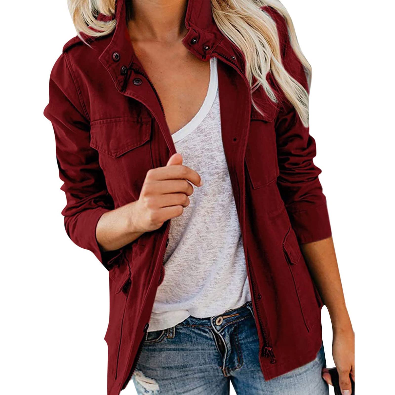 HFHAPW Women's Lightweight Short Sleeve Blazer Jacket - Classic Bomber Style with Multiple Pockets | Perfect for Office Wear, Casual Outfits & Spring Windbreaker