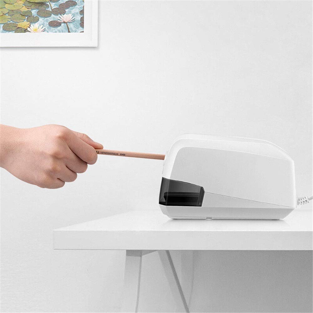 Heavy Duty Electric Pencil Sharpener with Auto Stop - Industrial Grade Sharpener for No.2 & Colored Pencils (6-8mm) - Perfect for School, Office & Home Use - Ideal for Classroom Supplies, Art Projects & Office Stationery (White)