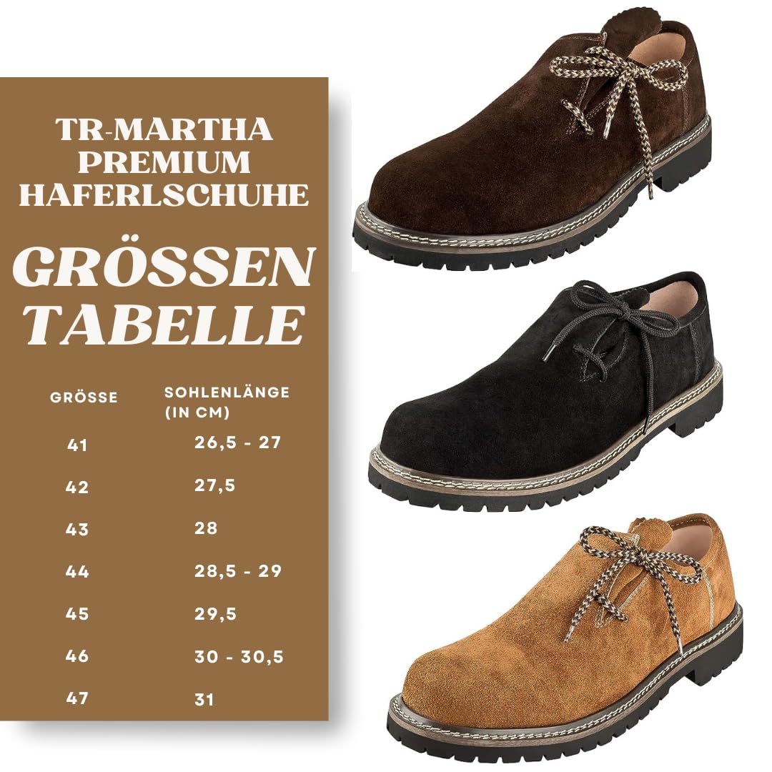 Premium TR Martha Men's Leather Trachten Shoes - Authentic Oktoberfest Shoes for Men - Comfortable & Durable German Style Footwear for Festivals, Weddings & Cultural Events