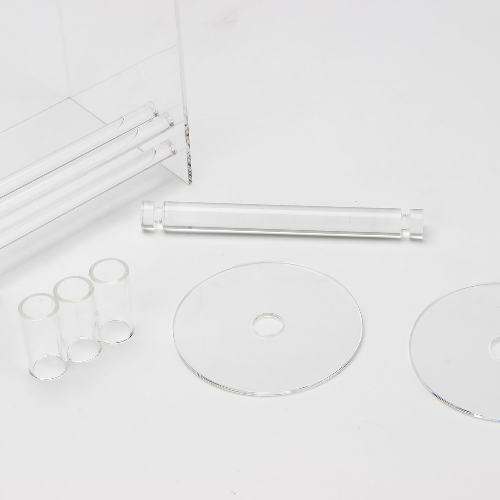 Adjustable Acrylic Label Dispenser - Transparent Sticker Roll Holder & Organizer Stand for Office & Home Desktop Use (6 Disks Included) - Perfect for Organizing Shipping Labels, Craft Supplies & Office Filing