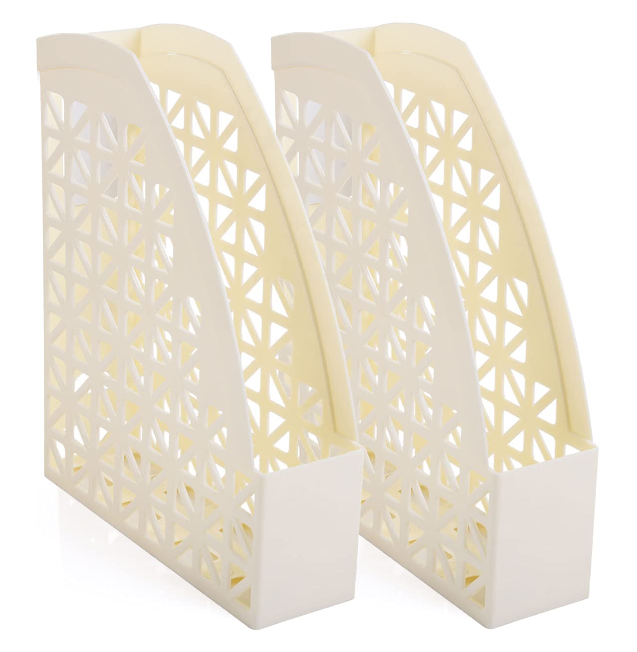 Mintra Office Plastic Desk Organizer Set of 2 - Magazine File Holder for Office Supplies, Documents, and Papers (Ivory) - Perfect for Home Office, School, and Workspace Organization