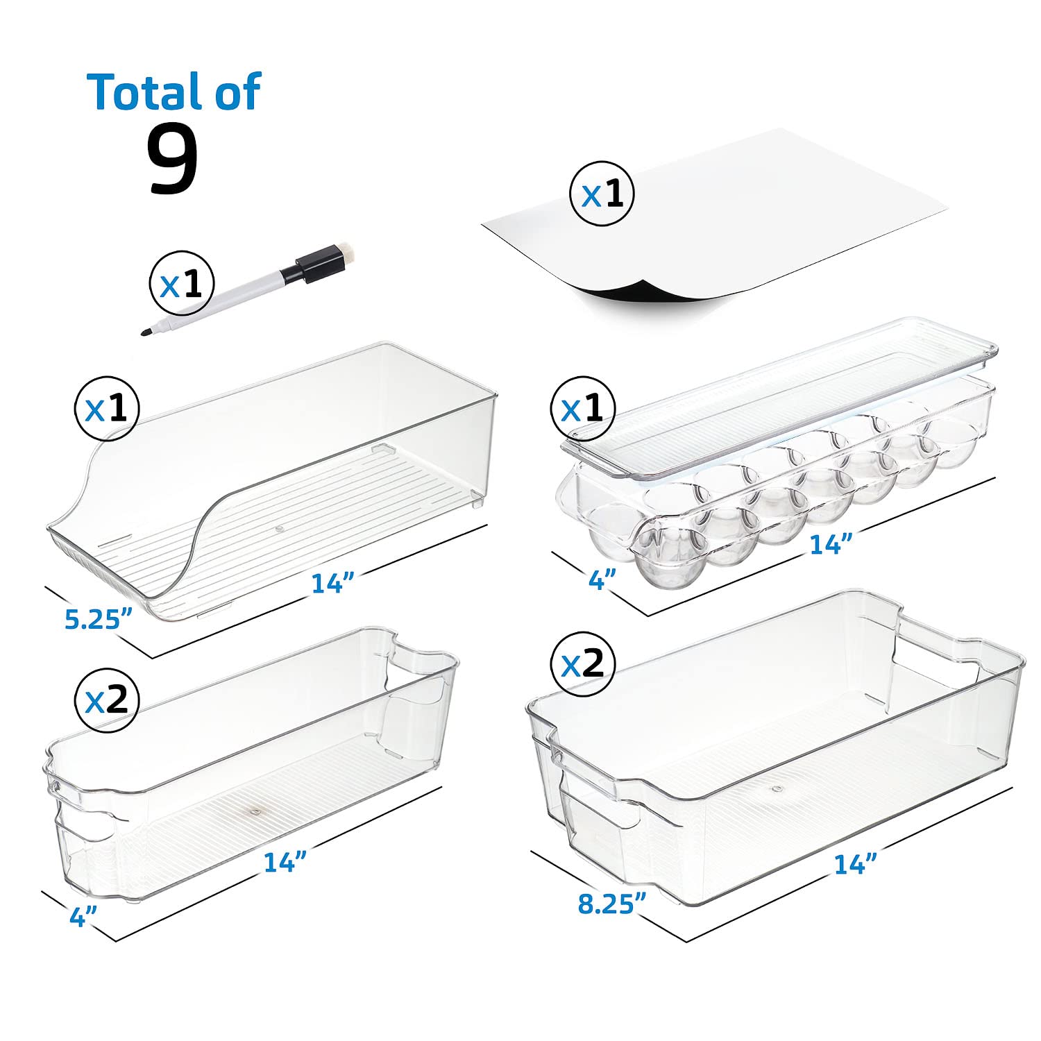 STORAGEBUD 6-Piece Refrigerator Organizer Bins - BPA Free Fridge & Freezer Storage Containers for Pantry Organization - Perfect for Fruits, Vegetables, Snacks & Meal Prep