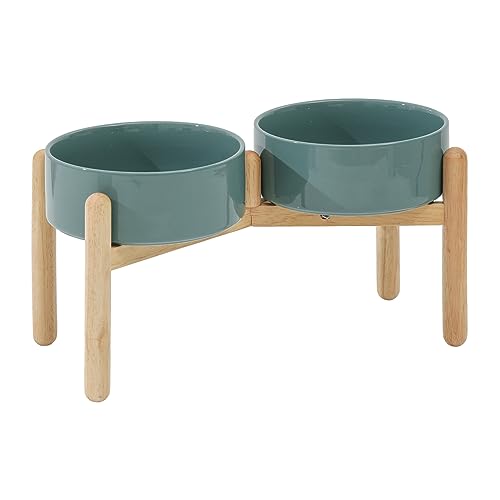 Double Bowl with Stand - Dark Green