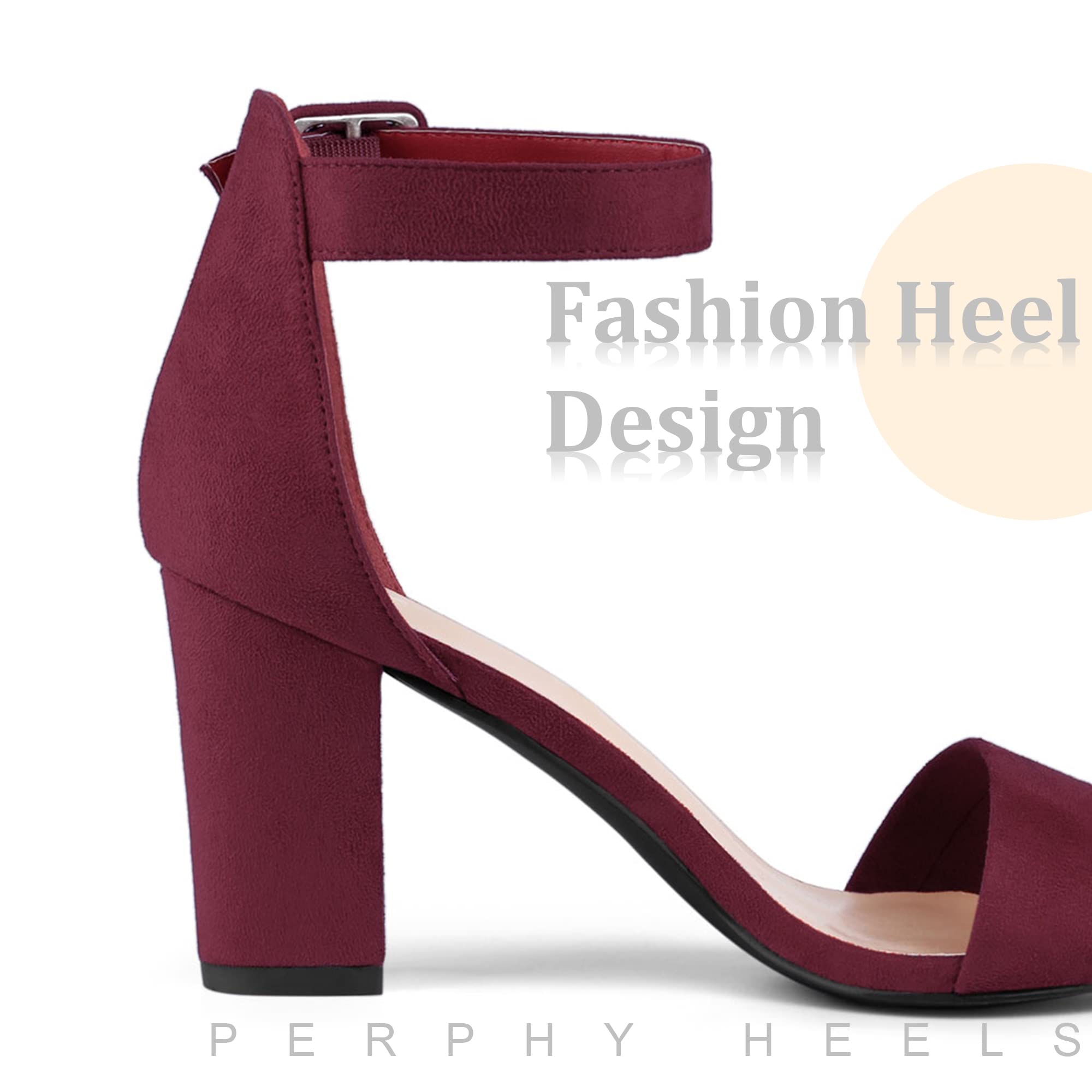 Perphy Women's Chunky High Heel Sandals with Ankle Strap - Open Toe Summer Dress Shoes for Weddings, Parties & Date Nights