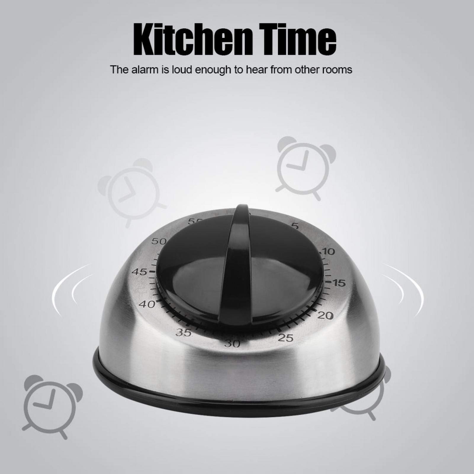 Stainless Steel Kitchen Timer - 60 Minute Countdown Alarm Clock for Cooking, Baking & Meal Prep | Durable Dome-Shaped Time Reminder Tool for Home & Professional Kitchens