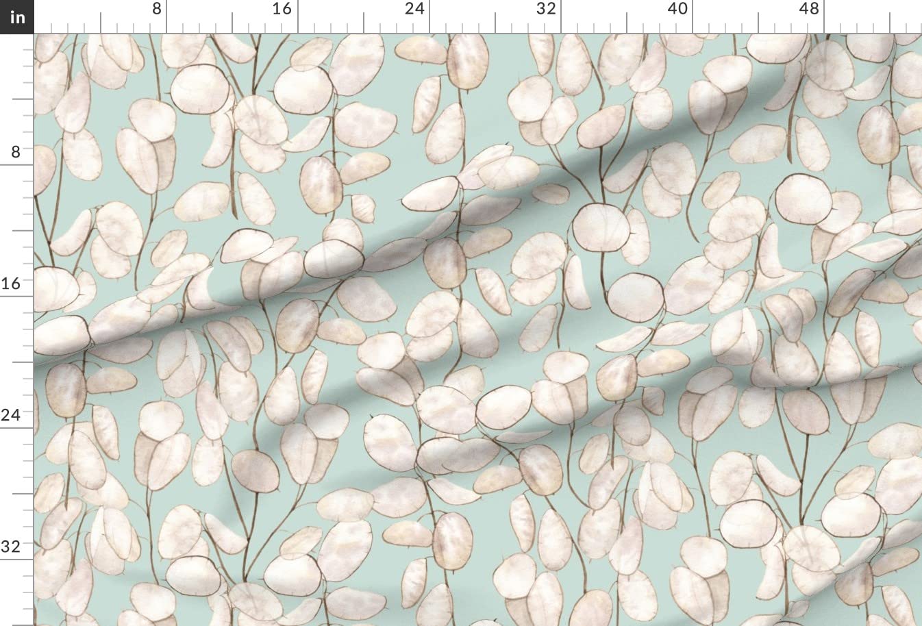 Spring Garden Pale Blue Neutral Botanical Printed Chiffon Fabric by The Yard - Elegant Earth Tone Floral Design for Sewing Dresses, Fashion Apparel & Home Decor | Perfect for DIY Projects, Curtains, and Boho Chic Decorations