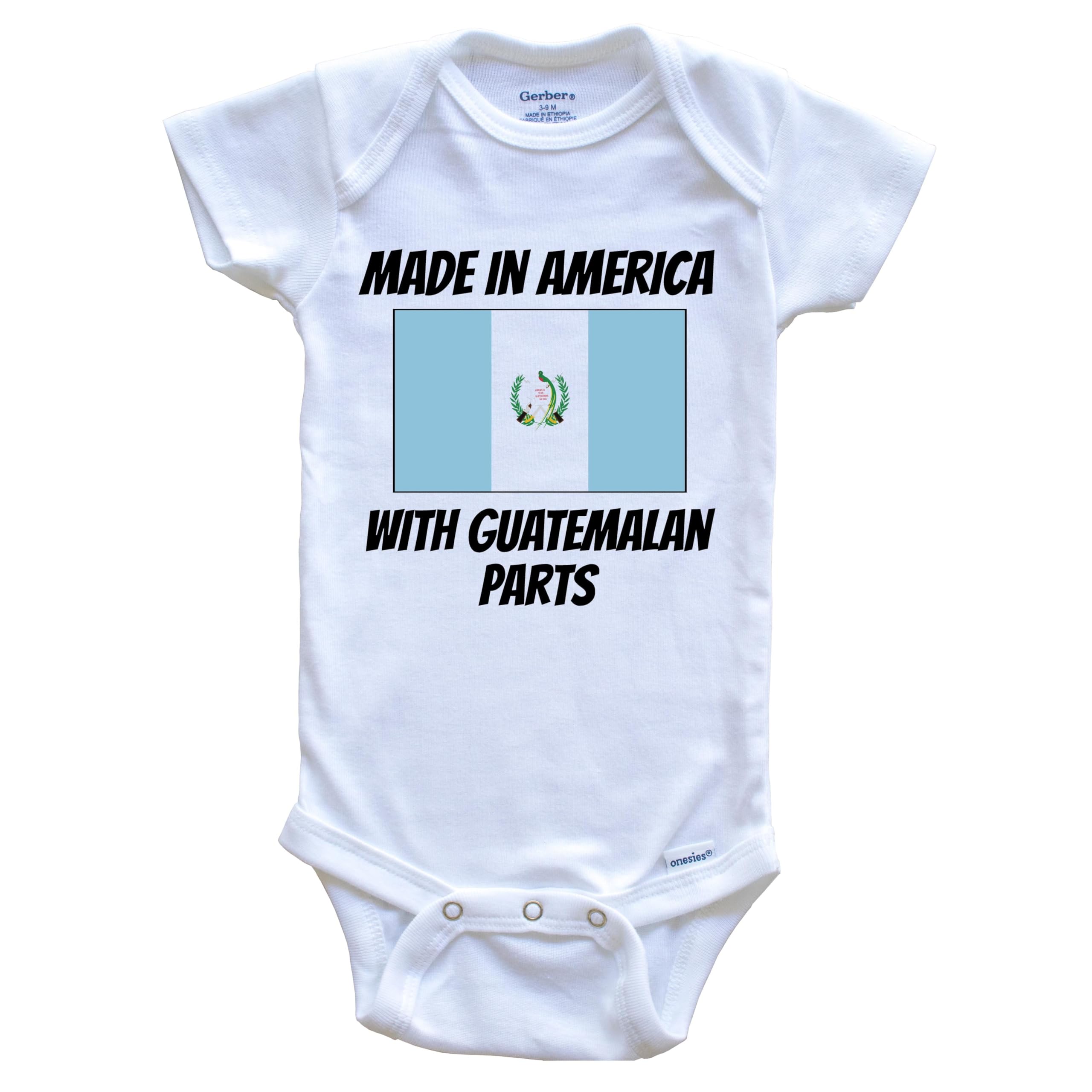 Patriotic Guatemala Flag Funny One Piece Baby Bodysuit - Made in USA with Guatemalan Fabric - Perfect for Cultural Celebrations & Family Photos