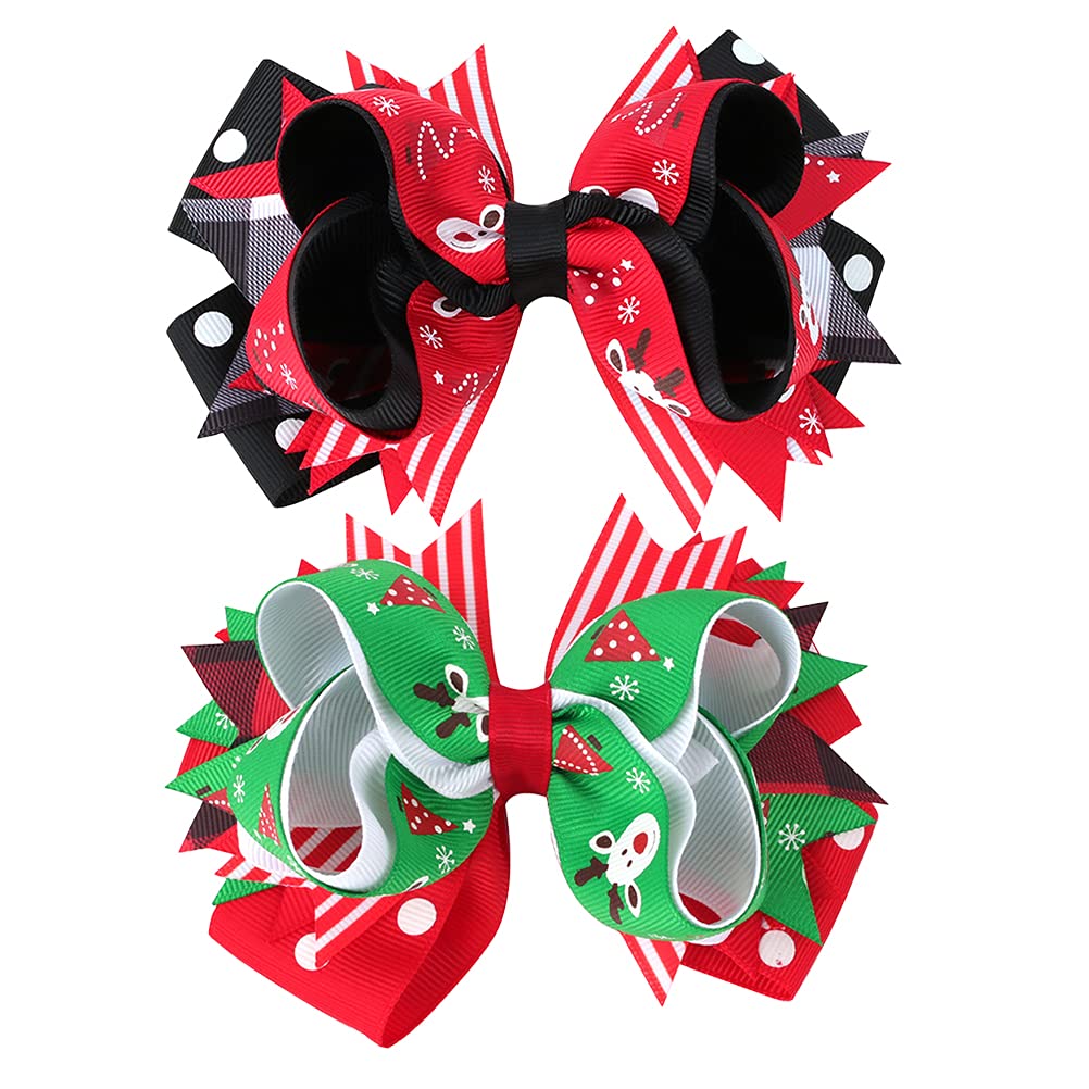 2pcs Cute Bow Knot Hair Clips for Little Girls - Printed Hair Bows Headband for Kids, Home, Wall, Kitchen & Room Decor - Perfect for Parties, School & Daily Styling