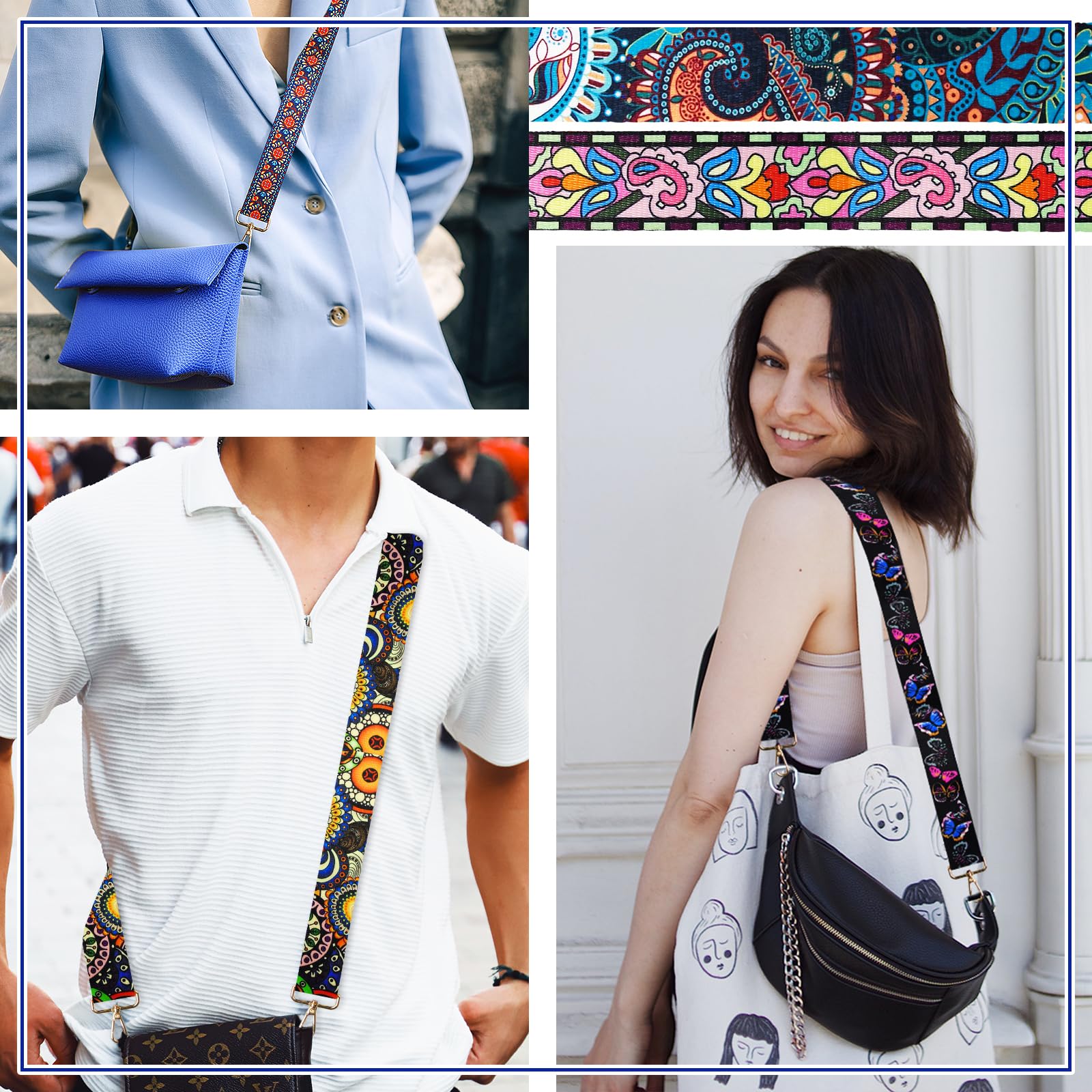 6-Piece Purse Straps Replacement Set - 1.5 Inch Adjustable Crossbody & Shoulder Bag Straps for Handbags - Perfect for Daily Use, Travel & Shopping
