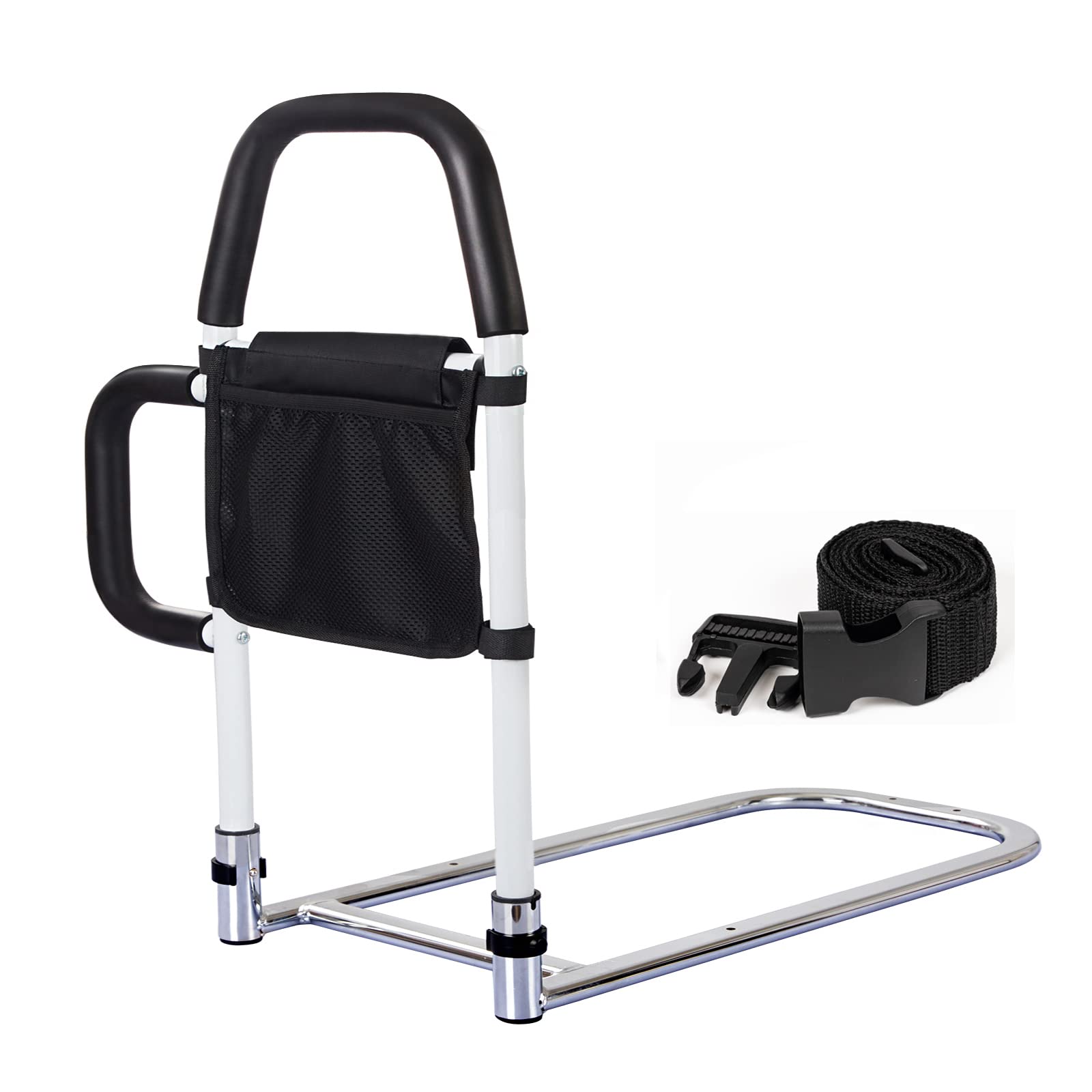 LEACHOI Bed Rails for Elderly Adults - Adjustable Bed Assist Rail with Dual Non-Slip Handles & Fall Prevention Guard - Heavy Duty Bed Safety Rail with Storage Bag (Fits King, Queen, Full, Twin, Supports 350lbs) - Ideal for Home Care, Hospitals & Senior Safety