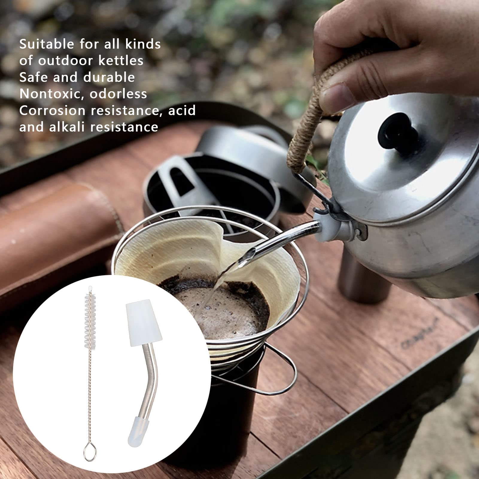 Premium Stainless Steel Coffee Kettle Spout with Extended Nozzle - Durable Teapot Spout for Precise Pouring, Perfect for Outdoor Camping, Home Brewing & Specialty Coffee Preparation