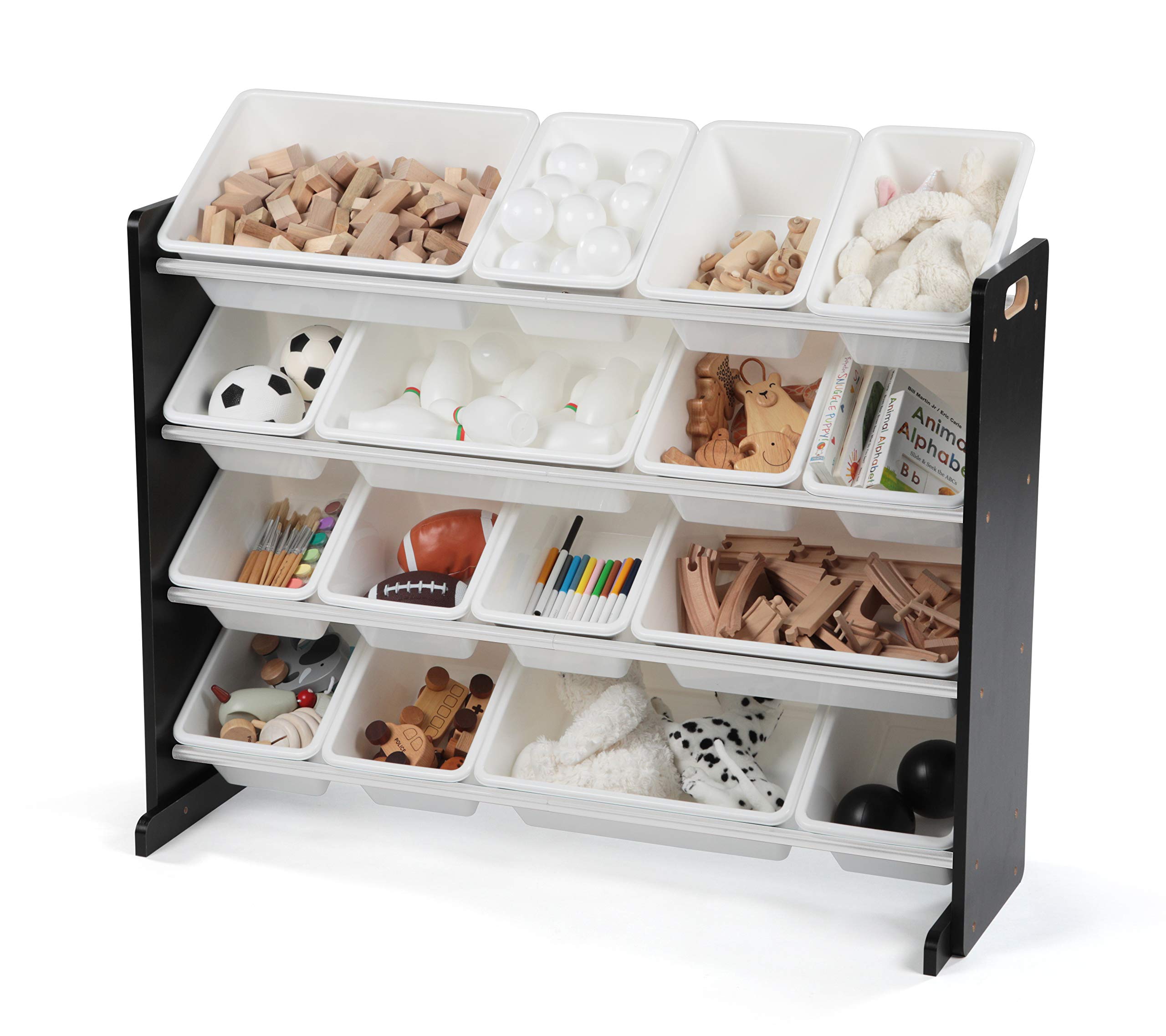 Humble Crew Supersized 16-Bin Toy Storage Organizer with Removable Bins – Large Kids Toy Organizer for Toddlers, Playroom & Nursery – Modern Black & White Toy Storage Bins – Perfect for Organizing Toys, Books & Crafts in Kids' Rooms & Daycares