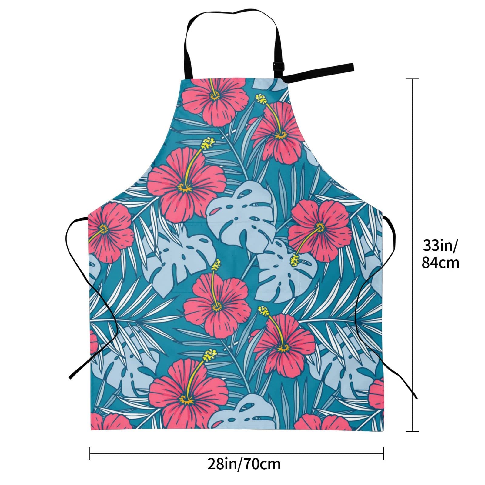 Tropical Hawaiian Apron - Adjustable with Pockets for Kitchen & Gardening