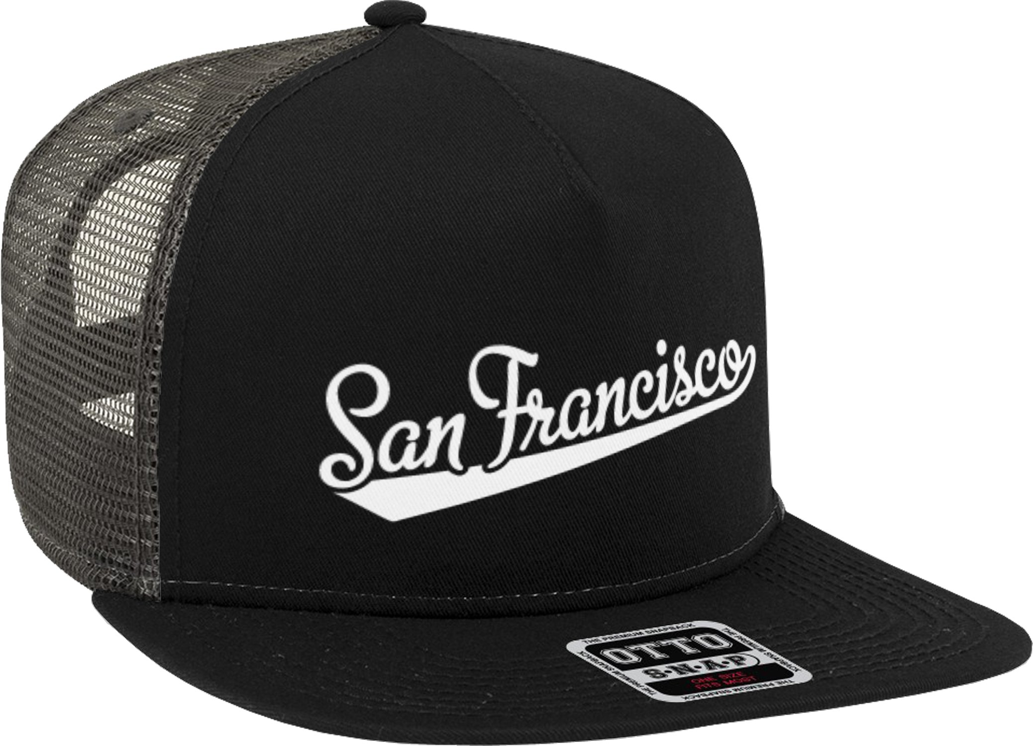 San Francisco Script Baseball Font Snapback Trucker Hat - Vintage Style Adjustable Dad Cap for Men & Women - Perfect for Sports, Casual Outfits & Streetwear Fashion