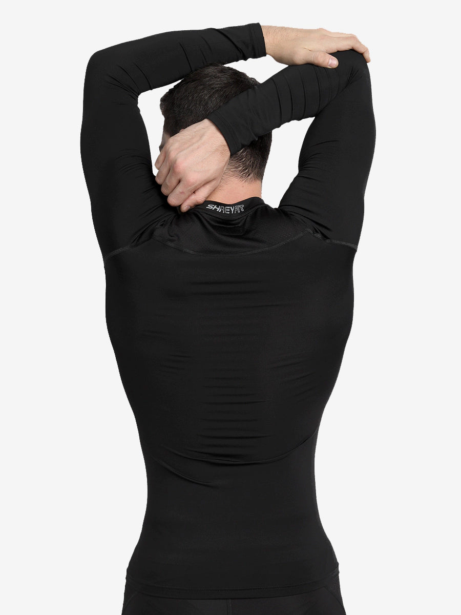 Shrey Intense Compression Long Sleeve Top for Men & Women - Performance Workout Shirt, Moisture Wicking & Breathable - Black - Ideal for Gym, Running, Yoga & Sports Activities