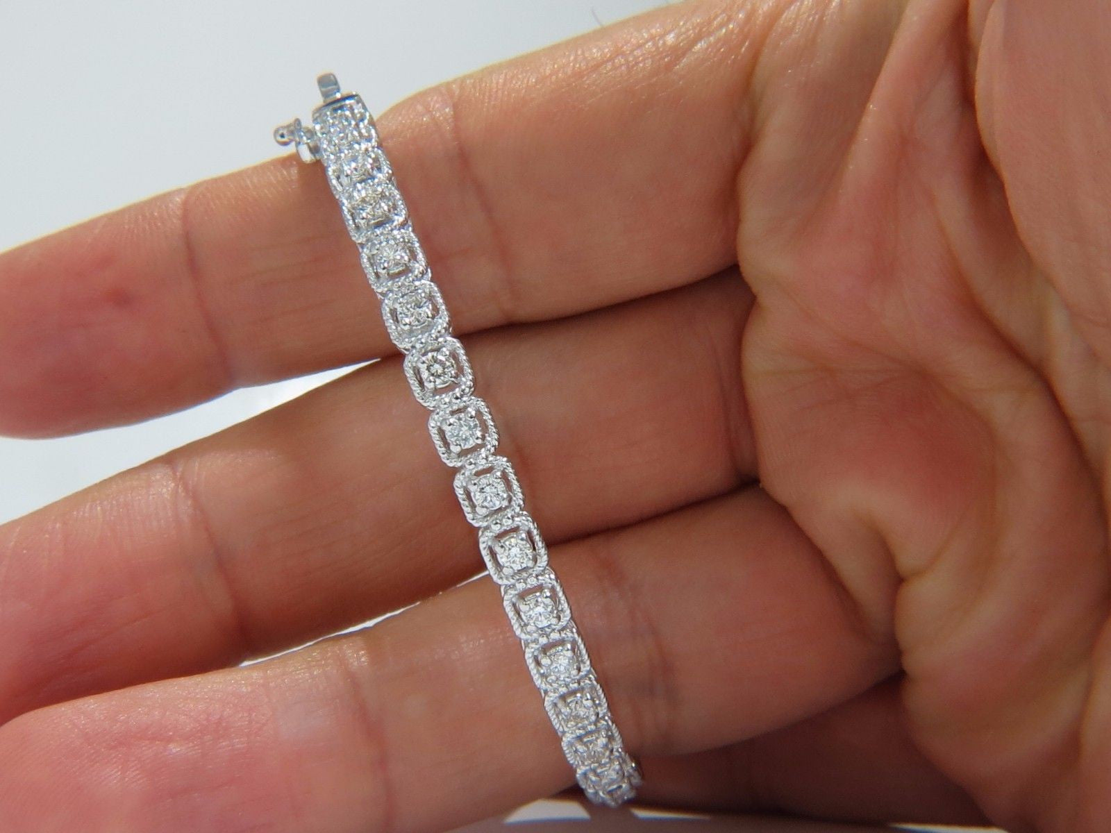 0.90CT Square Rope Twist Encrusted Natural Diamond Bangle Bracelet in 14K Gold - Perfect for Weddings, Anniversaries & Special Occasions