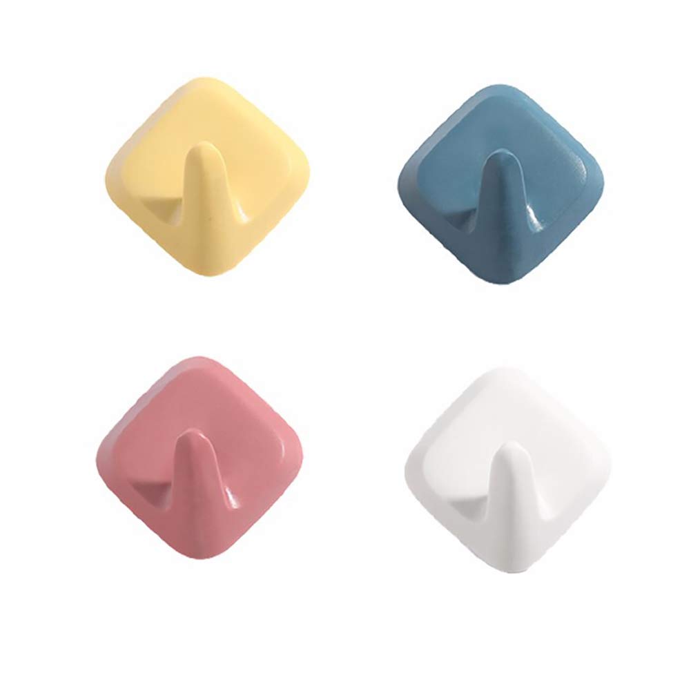 Colorful Self-Adhesive Wall Hooks - 4 Pack Damage-Free Hanging Sticky Hooks for Doors, Towels, Keys & Home Decor - Perfect for Bathroom, Kitchen, Bedroom & Office Organization