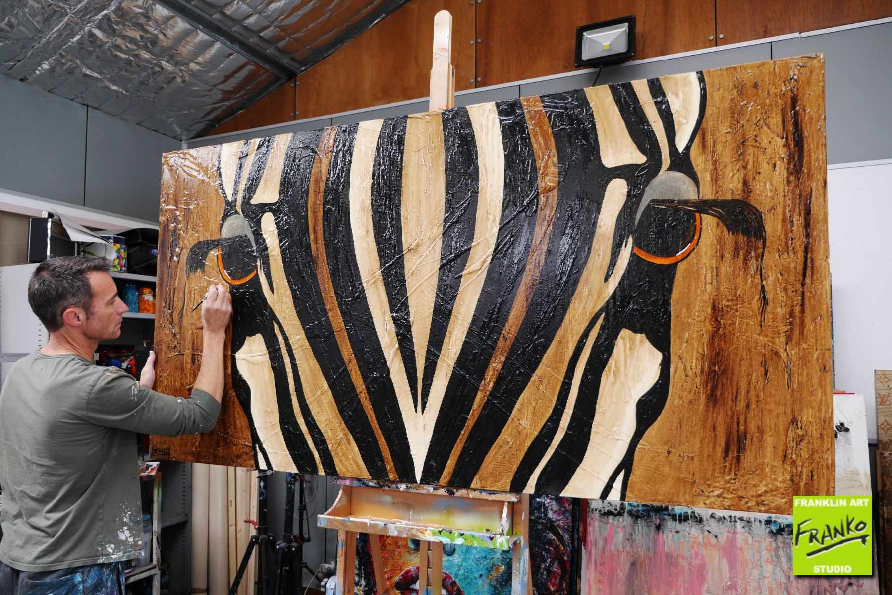 Ranako 190cm x 100cm Zebra Abstract Realism Textured Canvas Wall Art - Modern Home Decor for Living Room, Bedroom & Office