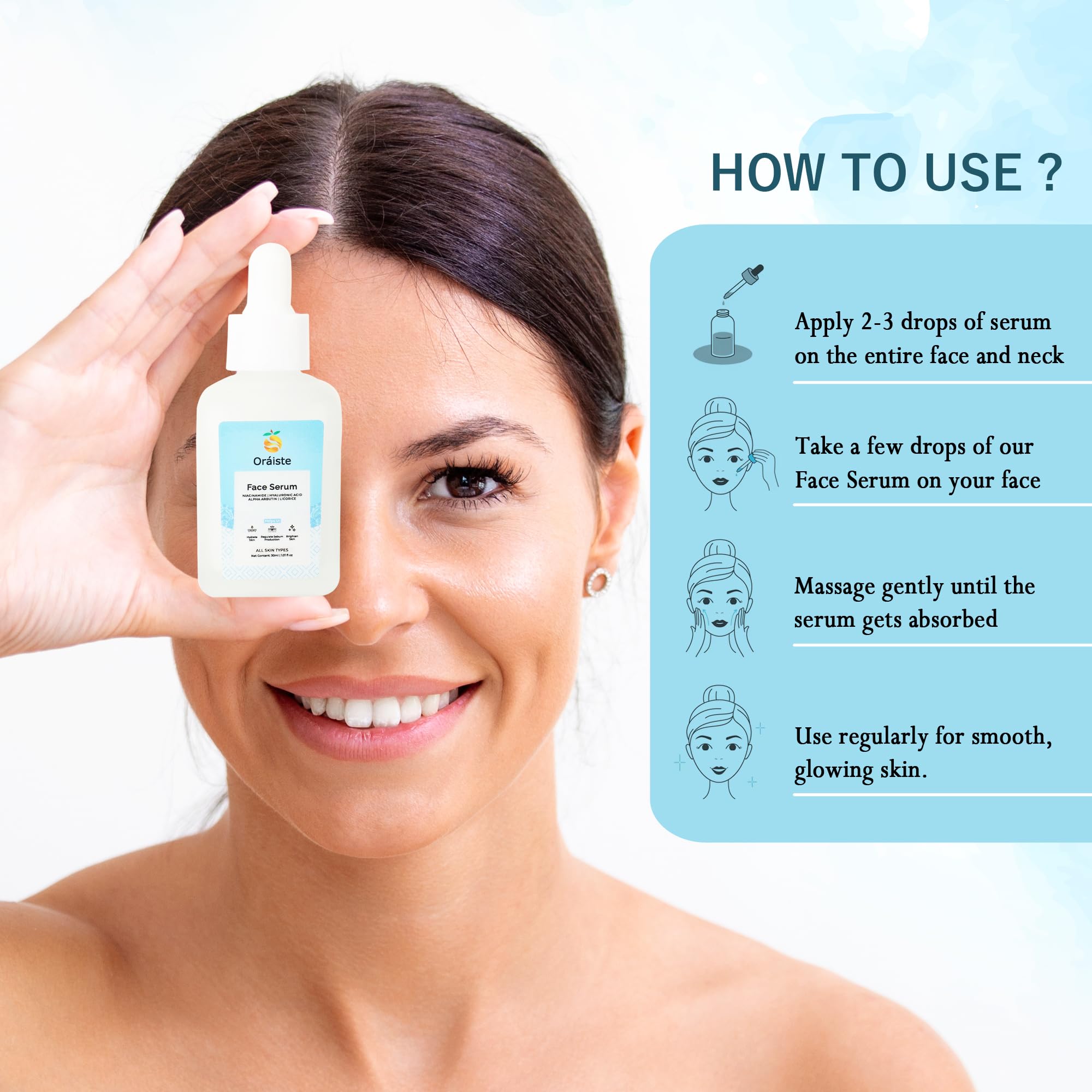 Niacinamide Face Serum for Hydrating & Brightening Skin - 1oz (30ml) - Vitamin B3 Facial Treatment for Acne, Pores & Dark Spots - Day & Night Use for Glowing Complexion