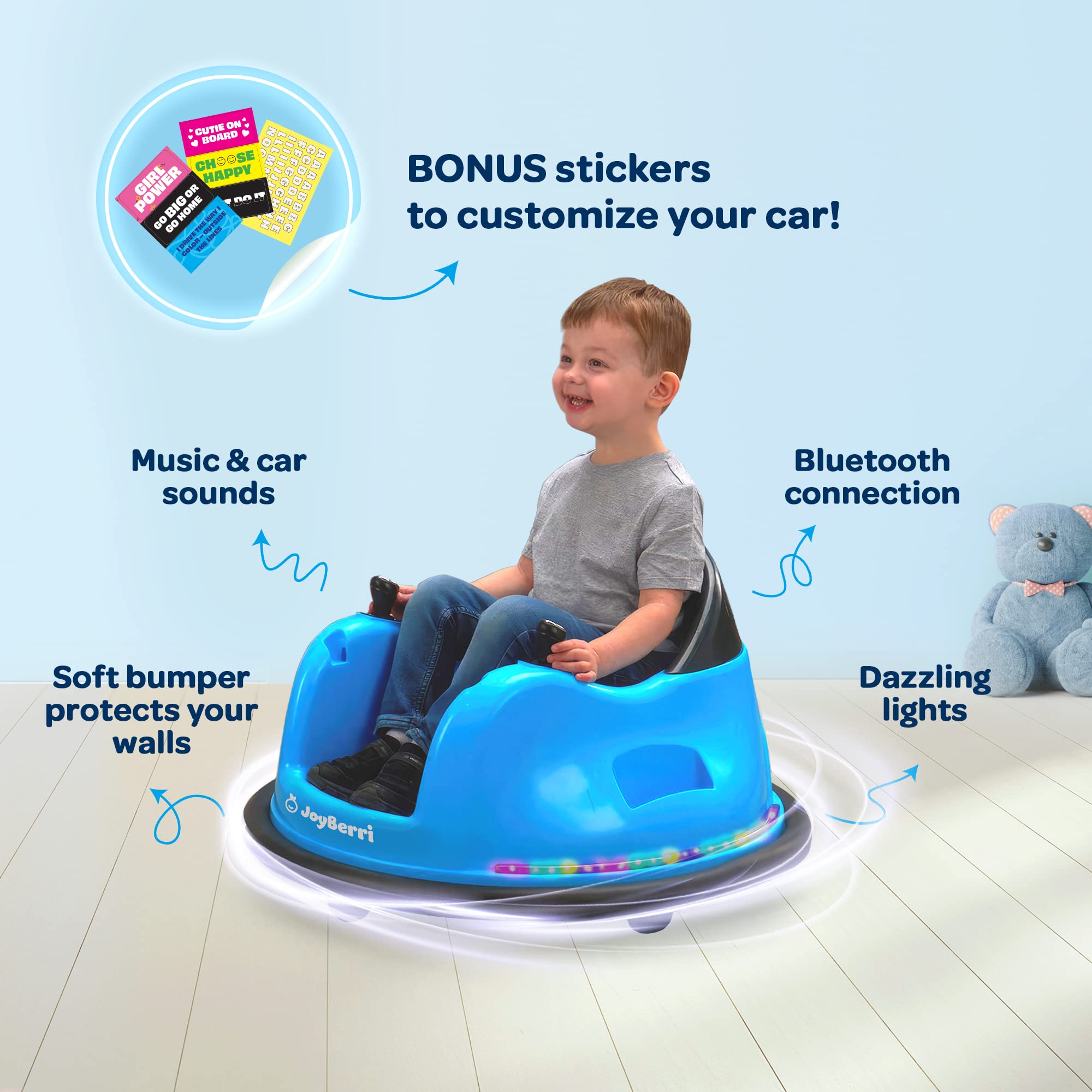 **6V Electric Bumper Car for Toddlers Ages 1.5-4 Years – 3 Speed Adjustable, LED Lights, 360° Spin, Bluetooth & Remote Control – Certified Safe Ride-On Toy for Kids – Perfect for Indoor Playrooms, Birthday Gifts & Outdoor Fun**