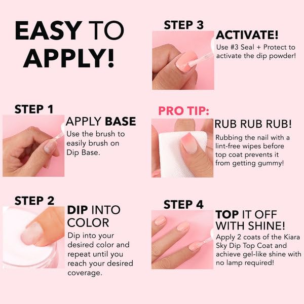 KIARA SKY Professional Dip Manicure Nail Liquid Set - Long Lasting Dip Powder Nail Kit with Base, Top & Activator (0.5 fl oz) - Salon Quality DIY Nail Art Design for Home & Professional Use - Perfect for Weddings, Parties & Everyday Manicures