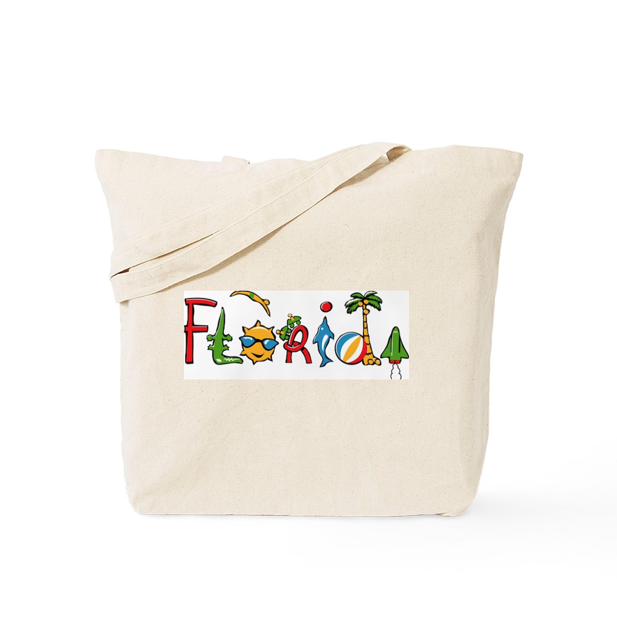 Florida Spirit Natural Canvas Tote Bag - Eco-Friendly Reusable Grocery Shopping Bag for Beach, Market & Daily Use